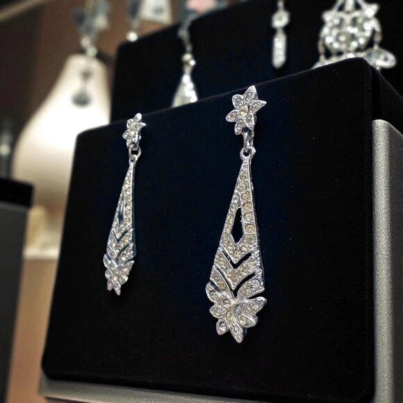 Kenneth Jay Lane KJL Crystal Rhinestone Dangle Earrings Runway Style Vintage - Picture 7 of 8